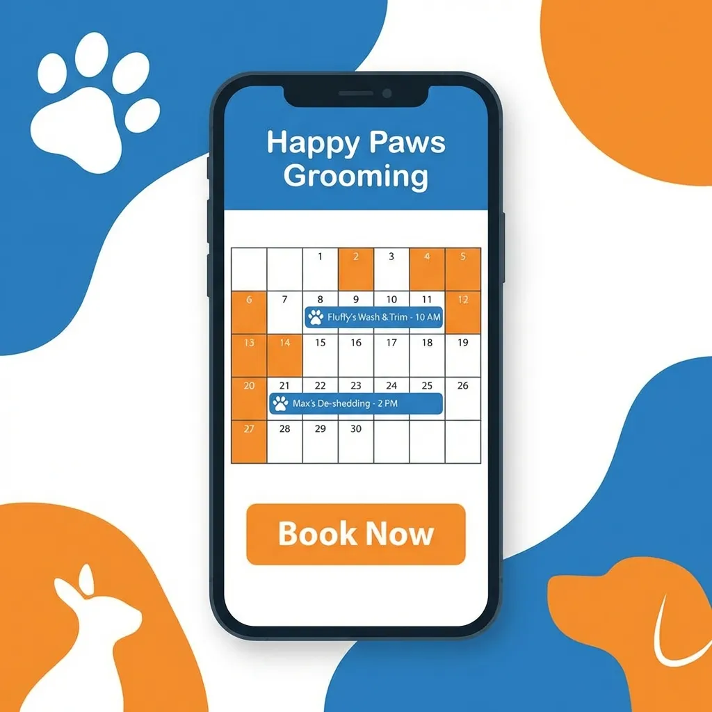 Mobile automated booking calendar interface for dog trainers and walkers