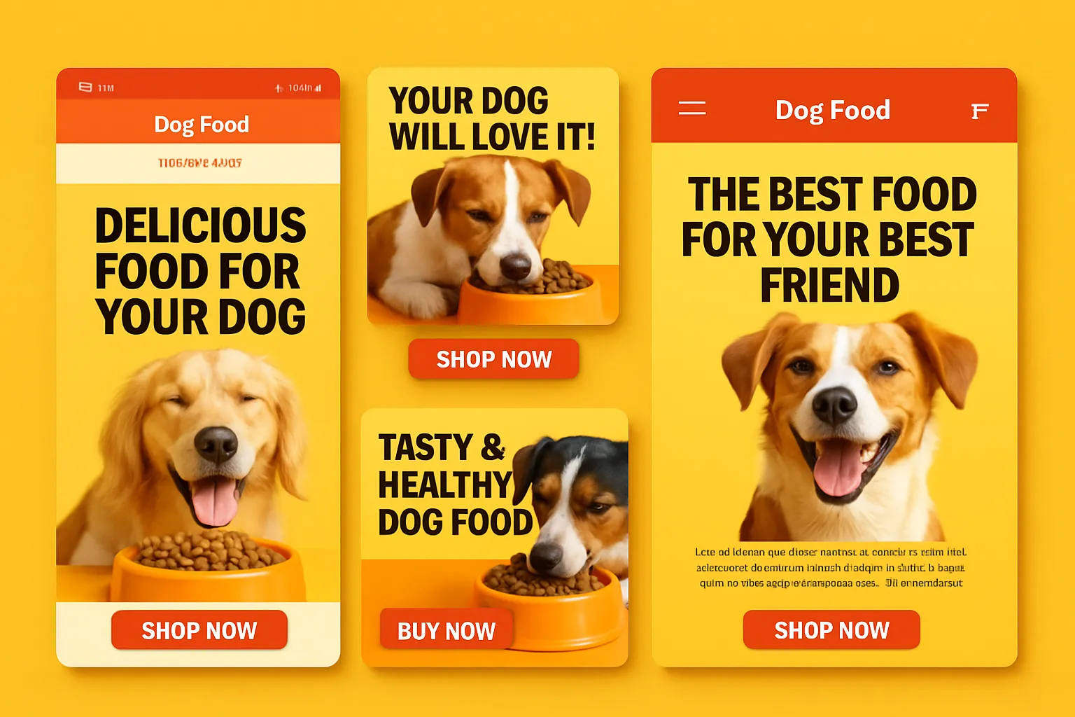 Bold and modern branding for a natural dog food company.