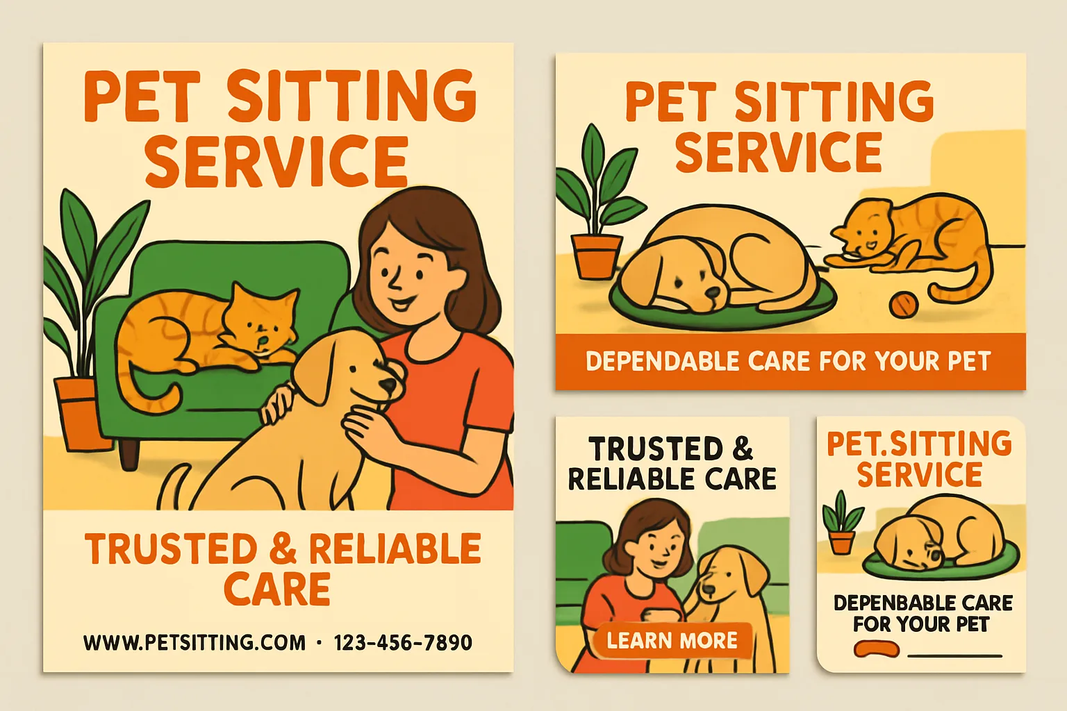 Friendly and trustworthy branding for a local petsitting company.