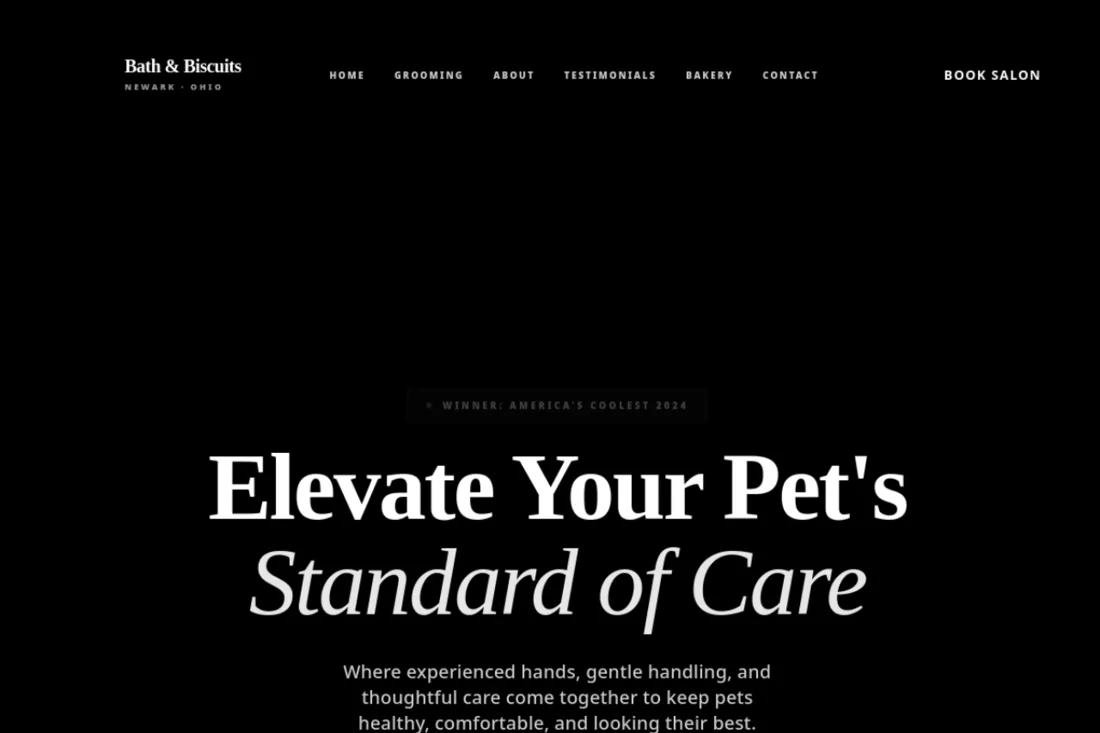 Bath & Biscuits website homepage, designed by Bark Boost