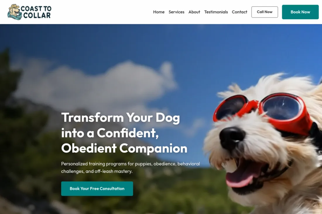 Coast to Collar website homepage, designed by Bark Boost