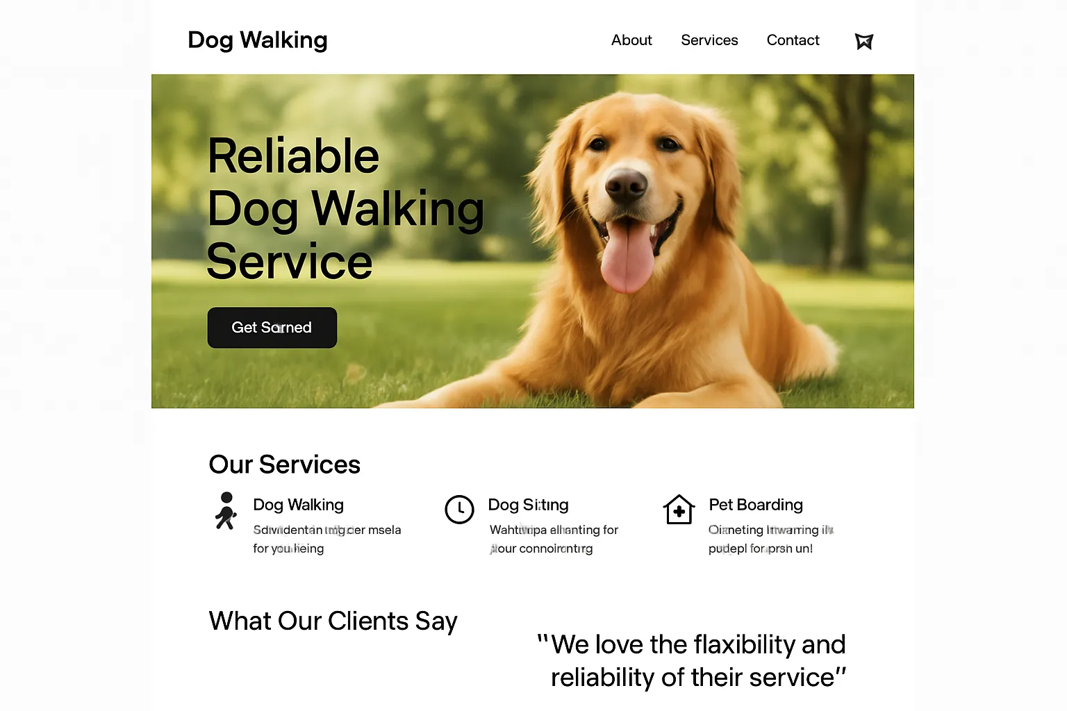 Clean and modern website homepage design for a pet business.