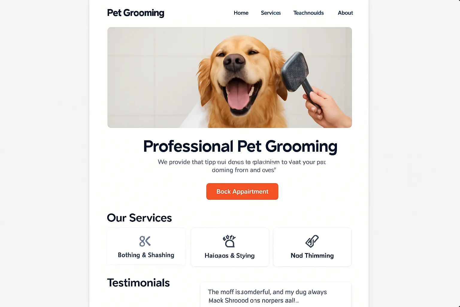 Heartwarming website design for a non-profit pet adoption agency.